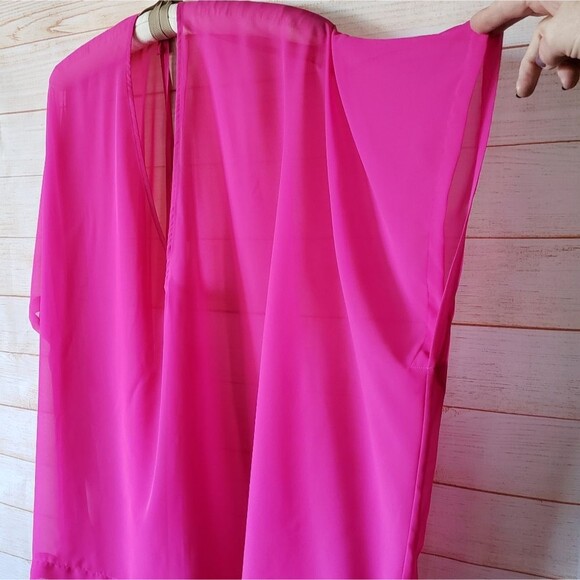 L'Agent by Agent Provocateur Rosana Sheer Swim Cover Up Pink One Size Fits Most - Picture 8 of 10